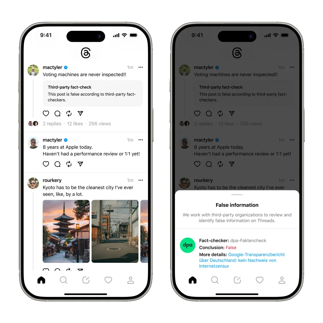 Threads, Third-party fact-checking
