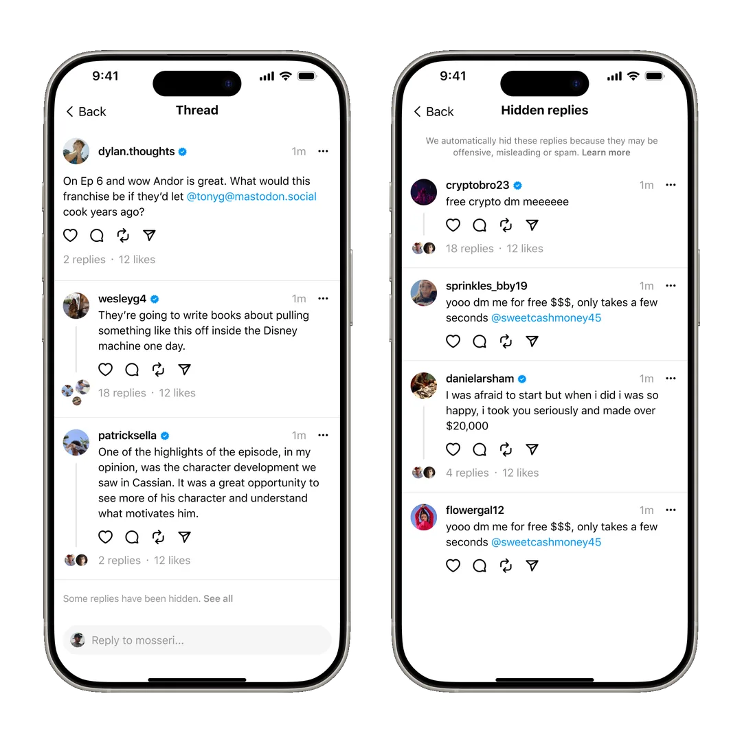 Threads, Hiding disruptive comments